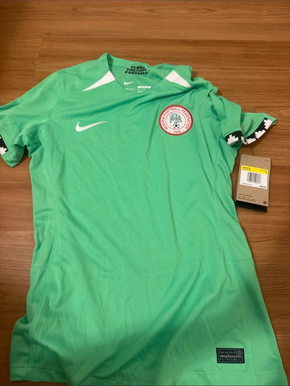 Nike Kids Mint Green Football Jersey with White Accents